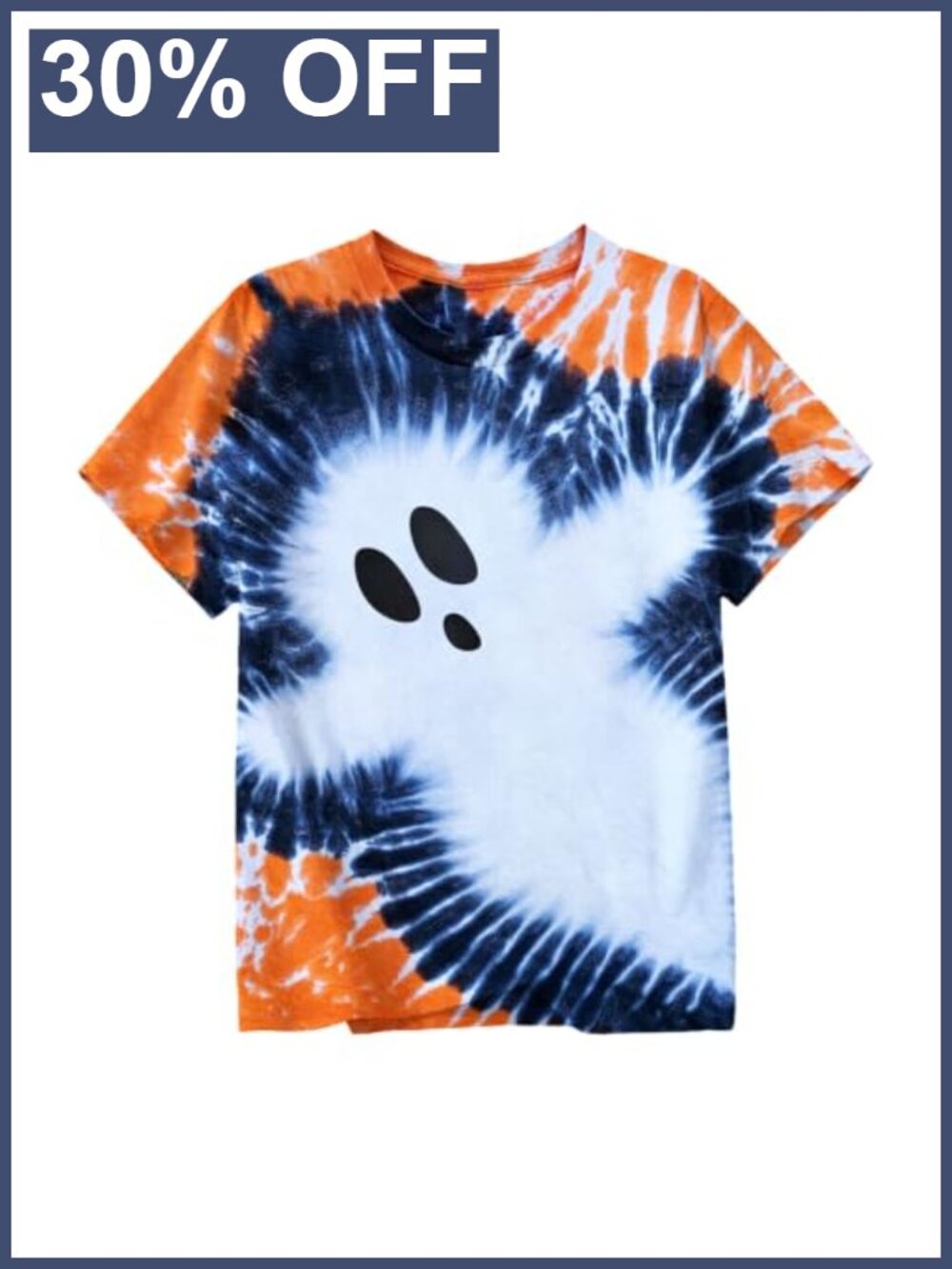 Girls Halloween Ghost Tie Dye Short Sleeve Tee Casual Crew Neck